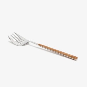 Wooden Handle Serving Fork - Stainless Steel Utensil