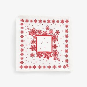 Red Snowflake Print Paper Napkins - Set of Festive Napkins