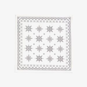 Grey Embroidered Star and Geometric Napkin / Small Tablecloth