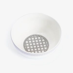 White Ceramic Bowl with Chain-Link Pattern