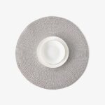 Round Grey Woven Placemat with White Plate - Modern Table Setting