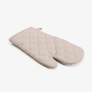 Beige Quilted Oven Mitt - Heat-Resistant Kitchen Glove